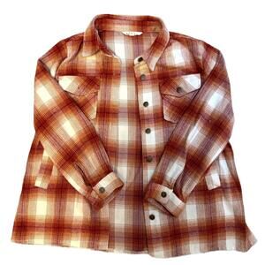 Linda Anderson Medium Plaid Button-Up Casual Shirt Jacket